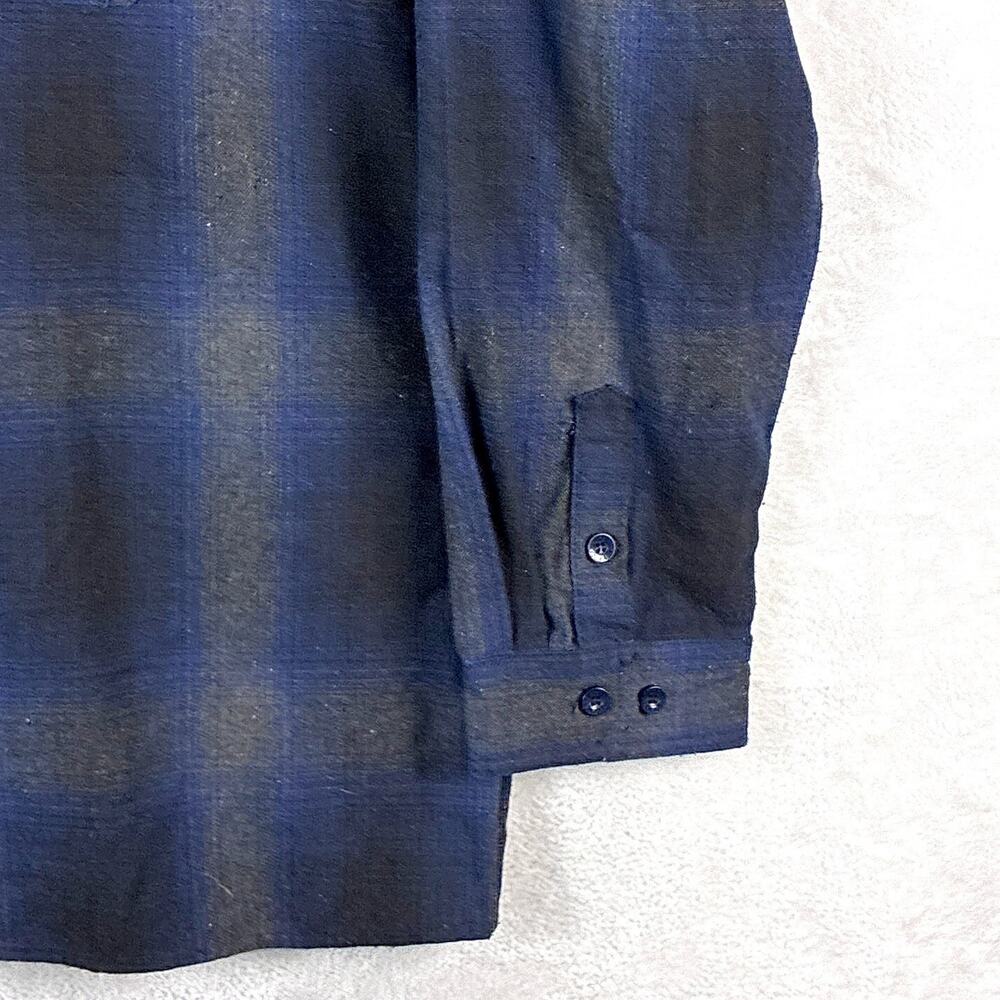 FB County Checker Shirt Men XL Blue Black Shadow Plaid Flannel Hip Hop 90s - Picture 4 of 10